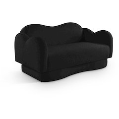 Bloom Black Teddy Fabric Loveseat