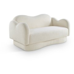 Bloom Cream Teddy Fabric Loveseat