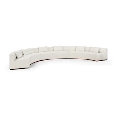 Avanti 221.25" Cream Chenille Fabric Upholstered 3pc. Modular Sectional