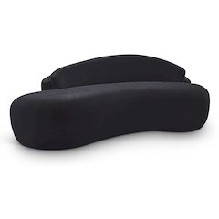 Caspian 79" Black Chenille Fabric Upholstered Loveseat