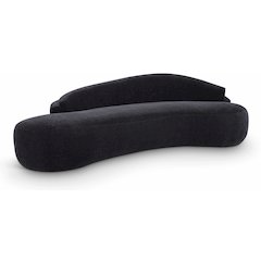 Caspian 101" Black Chenille Fabric Upholstered Sofa