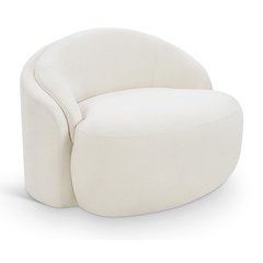 Caspian Cream Chenille Fabric Upholstered Chair