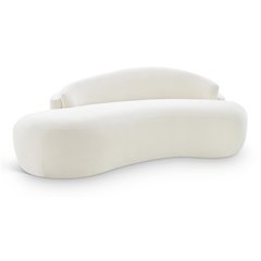 Caspian 79" Cream Chenille Fabric Upholstered Loveseat