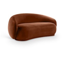 Emery Cognac Velvet Loveseat