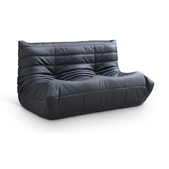 Relax 54.75" Black Vegan Leather Upholstered Loveseat