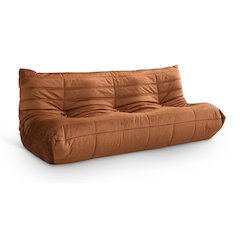Relax 77.75" Cognac Velvet Upholstered Sofa