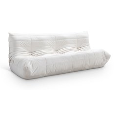 Relax 77.75" Cream Velvet Upholstered Sofa