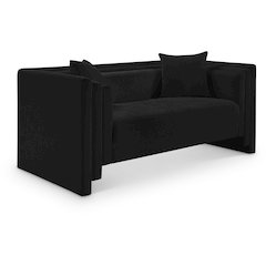 Everett Black Chenille Fabric Loveseat