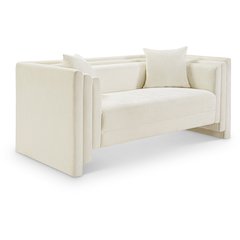 Everett Cream Chenille Fabric Loveseat