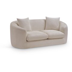 Penelope Beige Chenille Fabric Loveseat