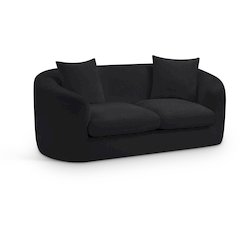 Penelope Black Chenille Fabric Loveseat