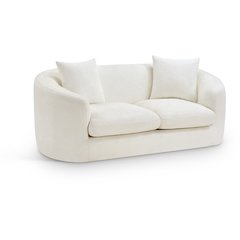 Penelope Cream Chenille Fabric Loveseat