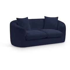 Penelope Navy Chenille Fabric Loveseat