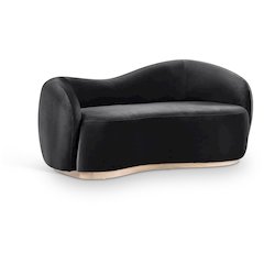 Gustavo 72.5" Black Velvet Upholstered Loveseat
