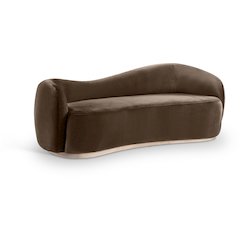 Gustavo 92.5" Brown Velvet Upholstered Sofa