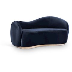 Gustavo 72.5" Navy Velvet Upholstered Loveseat