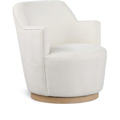 Clarita Cream Chenille Fabric Swivel Accent Chair