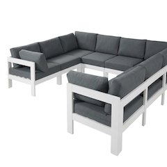 Gray Fabric Outdoor Patio Modular Sectional With Contemporary Style