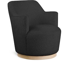 Clarita Black Boucle Fabric Swivel Accent Chair