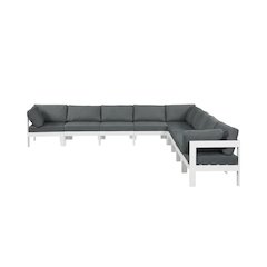 Gray Fabric Outdoor Patio Modular Sectional, Contemporary Style, Backrest