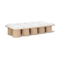 Pavilion Cream Boucle Fabric Bench