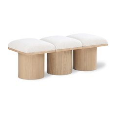 Pavilion Cream Boucle Fabric Bench