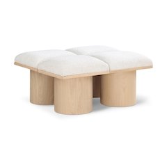 Pavilion Cream Boucle Fabric Bench