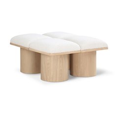 Pavilion Cream Boucle Fabric Bench