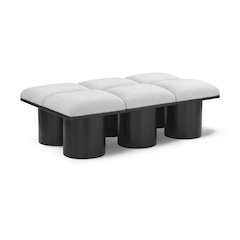 Pavilion Cream Boucle Fabric Bench