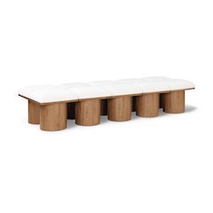 Pavilion Cream Boucle Fabric Bench