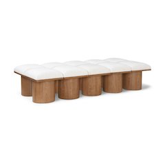 Pavilion Cream Boucle Fabric Bench