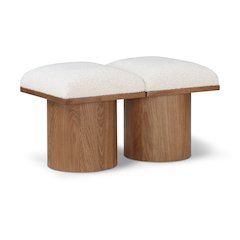 Pavilion Cream Boucle Fabric Bench