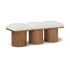 Pavilion Cream Boucle Fabric Bench