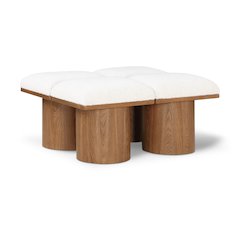 Pavilion Cream Boucle Fabric Bench