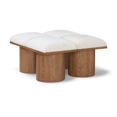 Pavilion Cream Boucle Fabric Bench