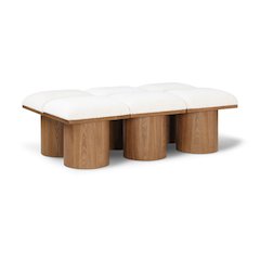 Pavilion Cream Boucle Fabric Bench