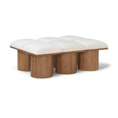 Pavilion Cream Boucle Fabric Bench