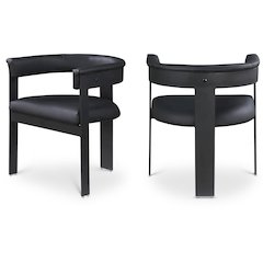 Romeo Black Vegan Leather Dining Chair, Set of 2