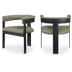 Romeo Olive Green Vegan Leather Dining Chair, Set of 2