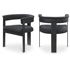 Romeo Black Boucle Fabric Dining Chair, Set of 2
