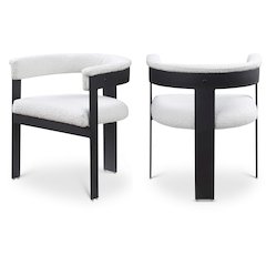 Romeo Cream Boucle Fabric Dining Chair, Set of 2