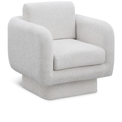 Alessandra Cream Chenille Fabric Swivel Accent Chair