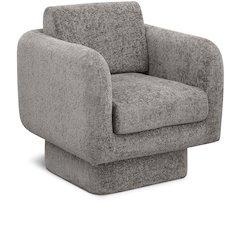 Alessandra Grey Chenille Fabric Swivel Accent Chair