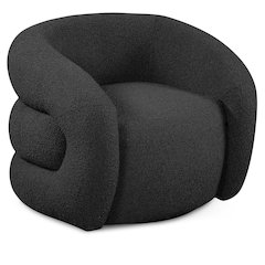 Roxbury Black Boucle Fabric Swivel Accent Chair