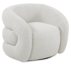 Roxbury Cream Boucle Fabric Swivel Accent Chair