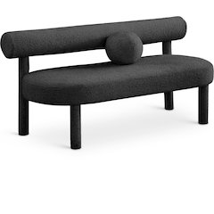Parlor Black Boucle Fabric Bench
