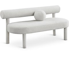Parlor Cream Boucle Fabric Bench