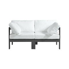 White Fabric Outdoor Modular Sofa With Contemporary Style And Cushioned Seating