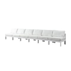 White Fabric Outdoor Modular Sofa With Contemporary Design, 180W X 30D X 34H