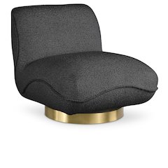 Geneva Black Boucle Fabric Swivel Accent Chair